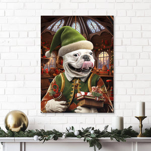 SANTA'S LITTLE HELPER 2 - Christmas Elf Inspired Custom Pet Portrait Canvas