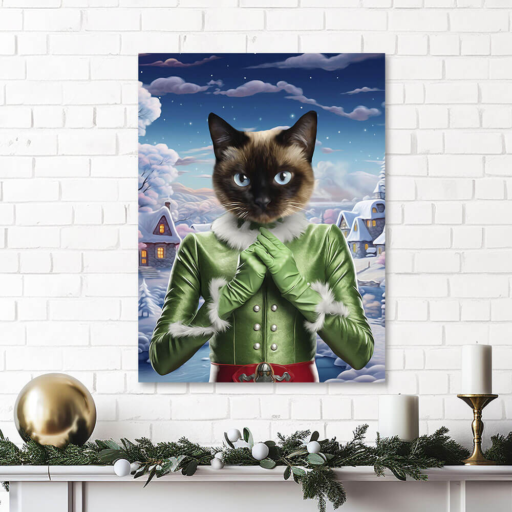 SNOWFLAKE - Christmas elf Inspired Custom Pet Portrait Canvas