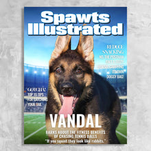 Load image into Gallery viewer, Spawts Illustrated for Dogs - Personalised Dog Magazine Cover Canvas Print