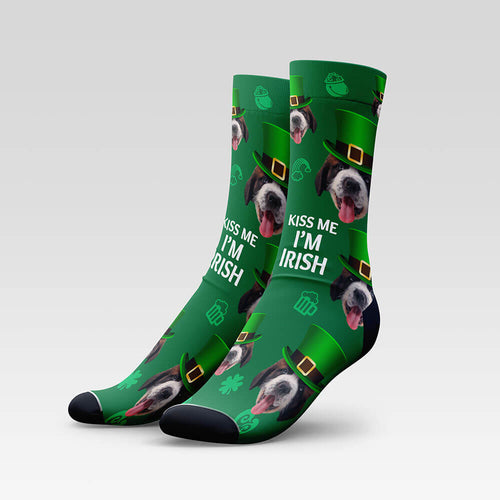 Saint Patrick's Day Custom Pet Socks - Personalized With Your Pet's Face