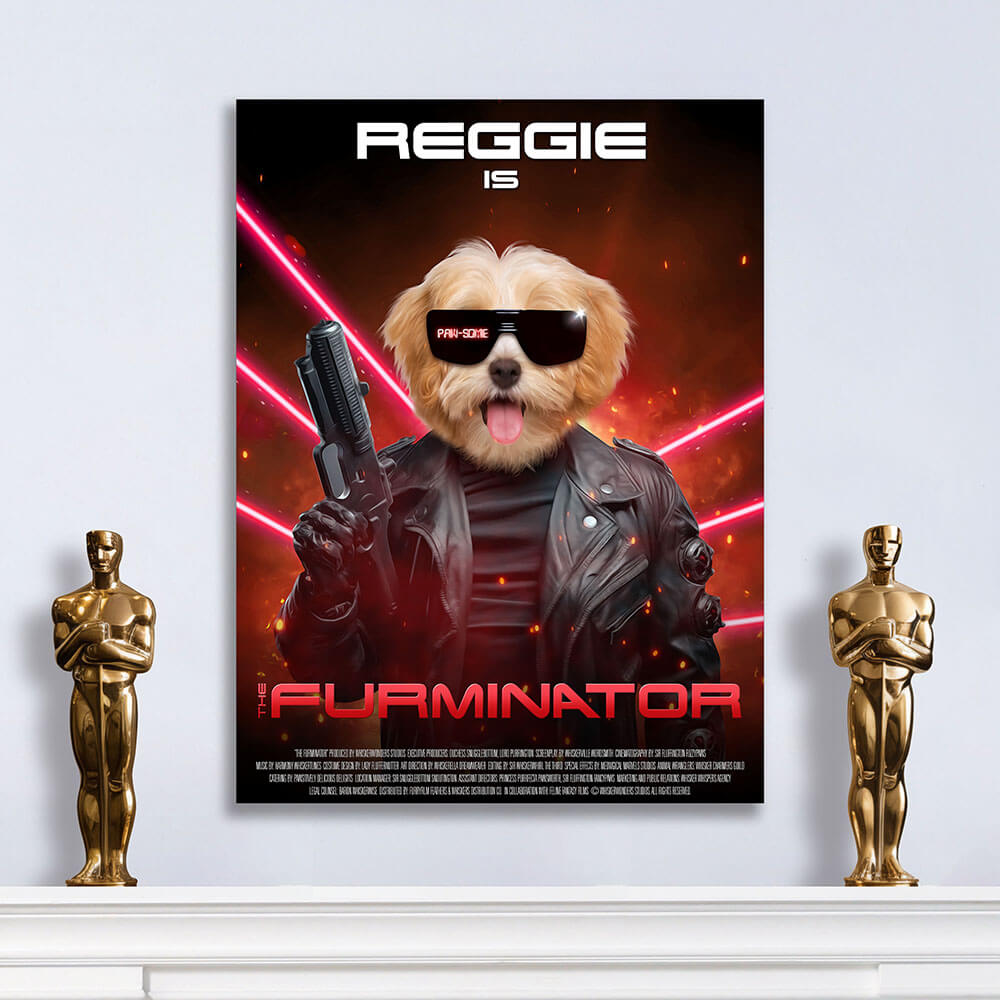 THE FURMINATOR Movie Poster - The Terminator Inspired Custom Pet Portrait Canvas