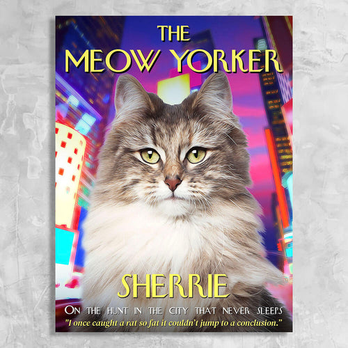 The Meow Yorker - Personalised Cat Magazine Cover Canvas Print