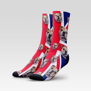 Union Jack Custom Pet Socks - Personalized With Your Pet's Face