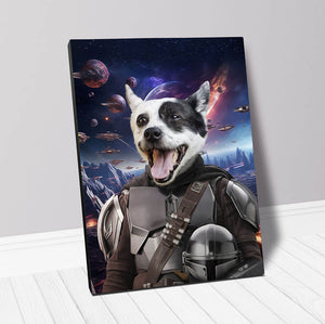 WANDERLORIAN IN SPACE - Mandalorian & Star Wars Inspired Custom Pet Portrait Canvas