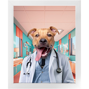 LOVE DOCTOR - Doctor Inspired Custom Pet Portrait Framed Satin Paper Print