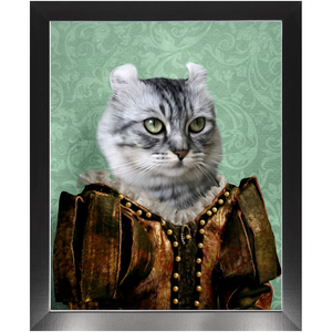 Dame Difudo - Royalty & Renaissance Inspired Custom Pet Portrait Framed Satin Paper Print