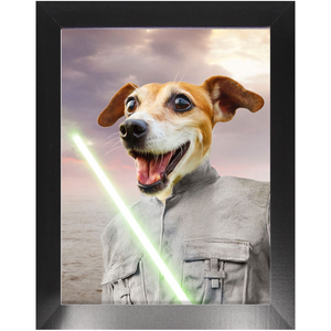 Fluke Carchaser - Jedi Luke Skywalker & Star Wars Inspired Custom Pet Portrait Framed Satin Paper Print