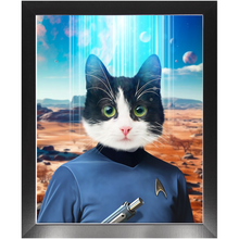 Load image into Gallery viewer, MISTER SPOOK - BEAMING DOWN - Star Trek Inspired Custom Pet Portrait Framed Satin Paper Print