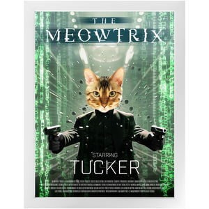 THE MEOWTRIX Movie Poster - The Matrix Inspired Custom Pet Portrait Framed Satin Paper Print