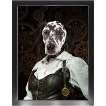 Load image into Gallery viewer, The Timekeeper - Steampunk, Victorian Era Inspired Custom Pet Portrait Framed Satin Paper Print