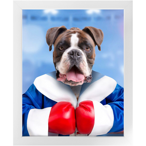 Underdog- Boxing & Sports Inspired Custom Pet Portrait Framed Satin Paper Print