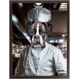 MAKING A MEAL OF IT - Chef & Cook Inspired Custom Pet Portrait Framed Satin Paper Print