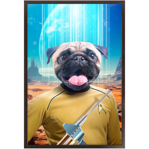 CAPTAIN QUIRK - BEAMING DOWN - Star Trek Inspired Custom Pet Portrait Framed Satin Paper Print