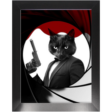 Load image into Gallery viewer, Licence To Chill - James Bond 007 Inspired Custom Pet Portrait Framed Satin Paper Print