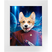 Load image into Gallery viewer, CAPTAIN DIGYARD IN SPACE - Star Trek Inspired Custom Pet Portrait Framed Satin Paper Print