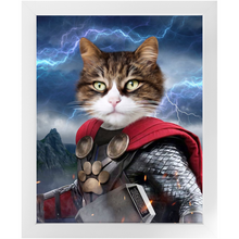 Load image into Gallery viewer, God of Blunder - Thor, Superhero Inspired Custom Pet Portrait Framed Satin Paper Print