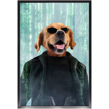 Load image into Gallery viewer, Neo Barksist - The Matrix Inspired Custom Pet Portrait Framed Satin Paper Print