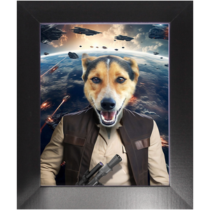 HAM SOSAGE IN SPACE - Hans Solo & Star Wars Inspired Custom Pet Portrait Framed Satin Paper Print