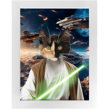 Load image into Gallery viewer, FLUKE CARCHASER IN SPACE - Jedi Luke Skywalker &amp; Star Wars Inspired Custom Pet Portrait Framed Satin Paper Print