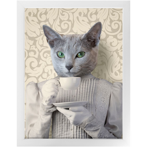 Lady Lick - Renaissance Inspired Custom Pet Portrait Framed Satin Paper Print