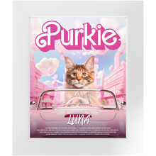 Load image into Gallery viewer, PURKIE Movie Poster - Barbie Inspired Custom Pet Portrait Framed Satin Paper Print