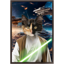 Load image into Gallery viewer, FLUKE CARCHASER IN SPACE - Jedi Luke Skywalker &amp; Star Wars Inspired Custom Pet Portrait Framed Satin Paper Print