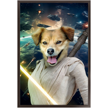 Load image into Gallery viewer, LIGHT REY IN SPACE - Rey Skywalker &amp; Star Wars Inspired Custom Pet Portrait Framed Satin Paper Print