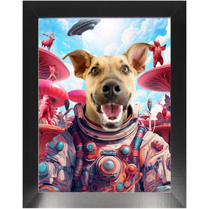 THE ROGAN JOSH EXPERIENCE - Dog In Space Suit Custom Pet Portrait Framed Satin Paper Print