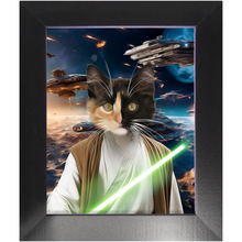 Load image into Gallery viewer, FLUKE CARCHASER IN SPACE - Jedi Luke Skywalker &amp; Star Wars Inspired Custom Pet Portrait Framed Satin Paper Print