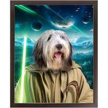 Load image into Gallery viewer, YO, DOG! IN SPACE - Yoda &amp; Star Wars Inspired Custom Pet Portrait Framed Satin Paper Print