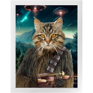 WOOFIE IN SPACE - Chewbacca & Star Wars Inspired Custom Pet Portrait Framed Satin Paper Print