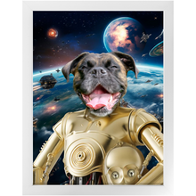 Load image into Gallery viewer, C.3.P.NO IN SPACE - C.3.P.O. &amp; Star Wars Inspired Custom Pet Portrait Framed Satin Paper Print