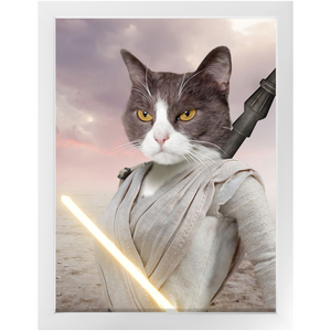 Light Rey - Rey Skywalker & Star Wars Inspired Custom Pet Portrait Framed Satin Paper Print