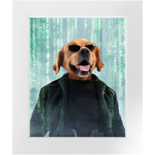 Load image into Gallery viewer, Neo Barksist - The Matrix Inspired Custom Pet Portrait Framed Satin Paper Print