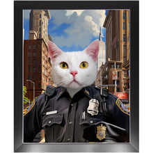 Load image into Gallery viewer, ON THE BEAT - Police Uniform Inspired Custom Pet Portrait Framed Satin Paper Print