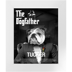 THE DOGFATHER Movie Poster - The Godfather Inspired Custom Pet Portrait Framed Satin Paper Print