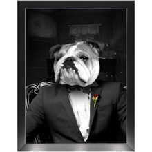 Load image into Gallery viewer, The Dogfather - Godfather, Gangster &amp; Mafia Inspired Custom Pet Portrait Framed Satin Paper Print