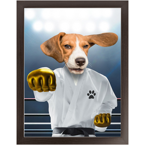 Pork Chop - Karate & Martial Arts Inspired Custom Pet Portrait Framed Satin Paper Print