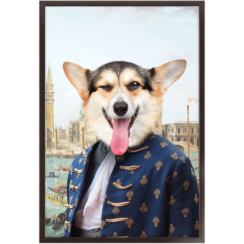 Canal Desire - Old Renaissance Inspired Custom Pet Portrait Framed Satin Paper Print