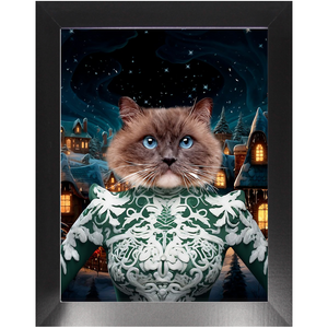 CHRISTMAS CRACKER 13 - Christmas Inspired Custom Pet Portrait Framed Satin Paper Print