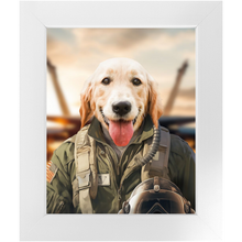 Load image into Gallery viewer, DANGER BONE - Air Force Fighter Pilot Inspired Custom Pet Portrait Framed Satin Paper Print