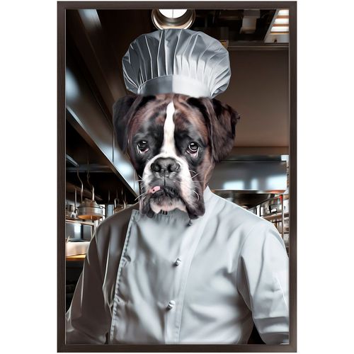 MAKING A MEAL OF IT - Chef & Cook Inspired Custom Pet Portrait Framed Satin Paper Print