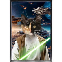 Load image into Gallery viewer, FLUKE CARCHASER IN SPACE - Jedi Luke Skywalker &amp; Star Wars Inspired Custom Pet Portrait Framed Satin Paper Print