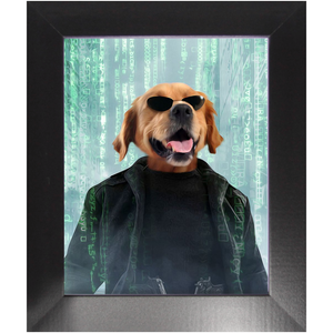 Neo Barksist - The Matrix Inspired Custom Pet Portrait Framed Satin Paper Print