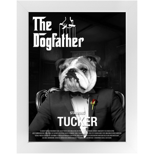 THE DOGFATHER Movie Poster - The Godfather Inspired Custom Pet Portrait Framed Satin Paper Print