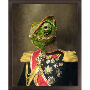 GENERAL LEE AMESS - Renaissance Inspired Custom Pet Portrait Framed Satin Paper Print