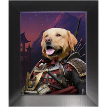 Load image into Gallery viewer, SAMUWRY SMILE - Samurai Inspired Custom Pet Portrait Framed Satin Paper Print