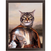 Load image into Gallery viewer, Knight In Brown Satin - Renaissance Inspired Custom Pet Portrait Framed Satin Paper Print