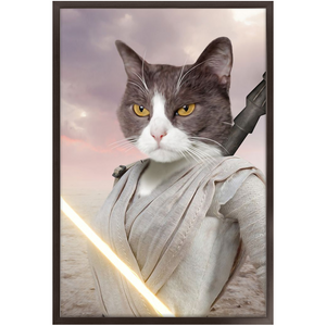 Light Rey - Rey Skywalker & Star Wars Inspired Custom Pet Portrait Framed Satin Paper Print