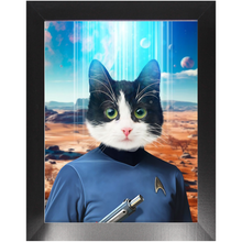 Load image into Gallery viewer, MISTER SPOOK - BEAMING DOWN - Star Trek Inspired Custom Pet Portrait Framed Satin Paper Print